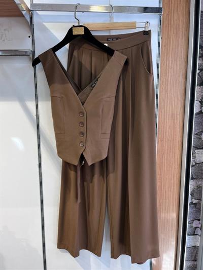 Poly Viscon Sirti Çapraz Geçi̇şli̇ Cepken Pantolon Takim