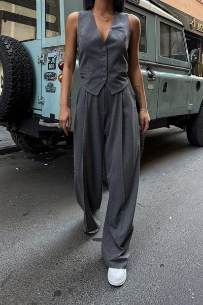 Poly Viscon Sirti Çapraz Geçi̇şli̇ Cepken Pantolon Takim