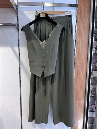 Poly Viscon Sirti Çapraz Geçi̇şli̇ Cepken Pantolon Takim