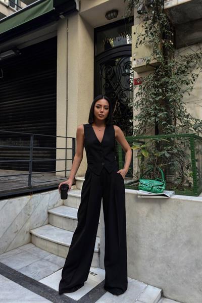 Poly Viscon Sirti Çapraz Geçi̇şli̇ Cepken Pantolon Takim