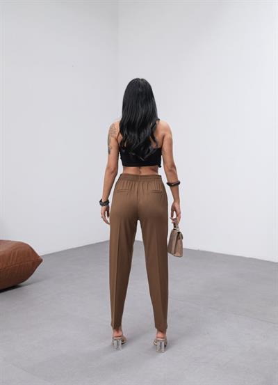 Poly Viscose Dekorati̇f Düğmeli̇ Arka Bel Lasti̇kli̇ Pantolon