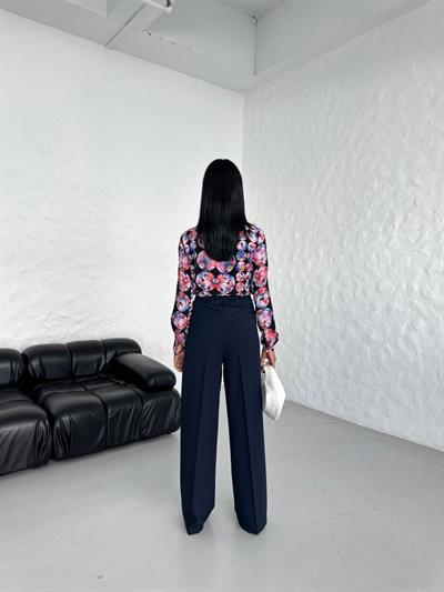 Poly Viscose Full Lycra Arka Bel Lasti̇k Detayli Palazzo Pantolon