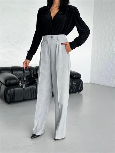 Poly Viscose Full Lycra Arka Bel Lasti̇k Detayli Palazzo Pantolon