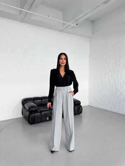 Poly Viscose Full Lycra Arka Bel Lasti̇k Detayli Palazzo Pantolon