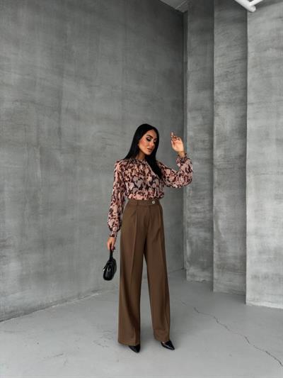 Poly Viscose Full Lycra Arka Bel Lasti̇k Detayli Palazzo Pantolon