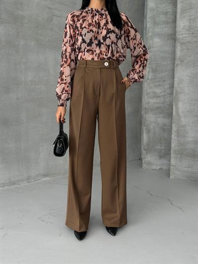 Poly Viscose Full Lycra Arka Bel Lasti̇k Detayli Palazzo Pantolon