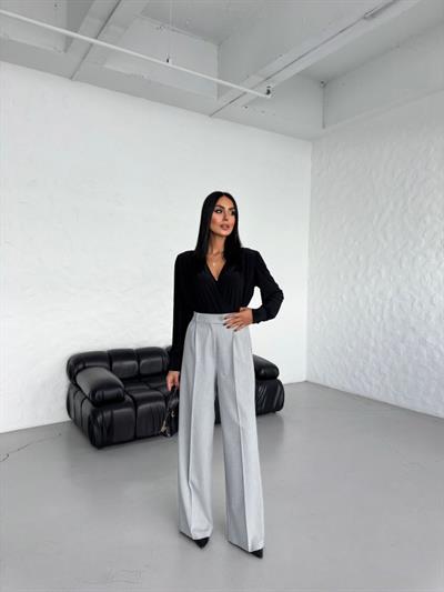 Poly Viscose Full Lycra Arka Bel Lasti̇k Detayli Palazzo Pantolon