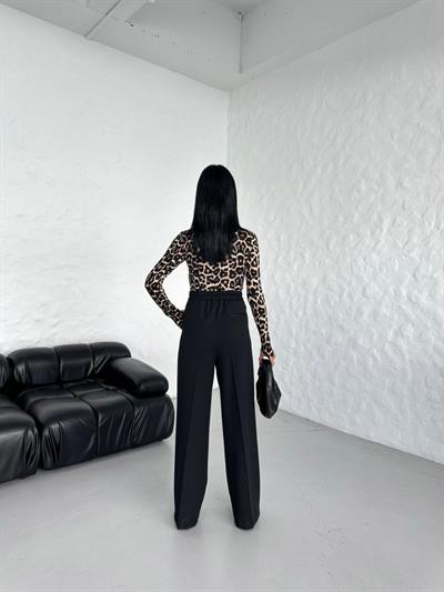 Poly Viscose Full Lycra Arka Bel Lasti̇k Detayli Palazzo Pantolon