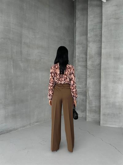 Poly Viscose Full Lycra Arka Bel Lasti̇k Detayli Palazzo Pantolon