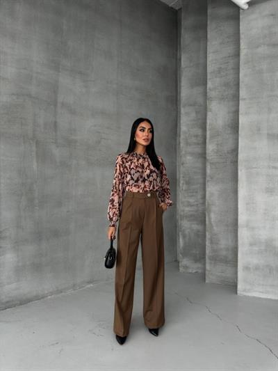 Poly Viscose Full Lycra Arka Bel Lasti̇k Detayli Palazzo Pantolon