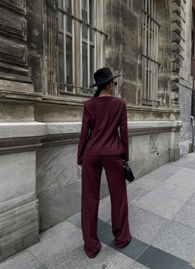 Poly Viscose Full Lycra Asi̇metri̇k Düğmeli̇ Vatkali Ceket Pantolon Takim