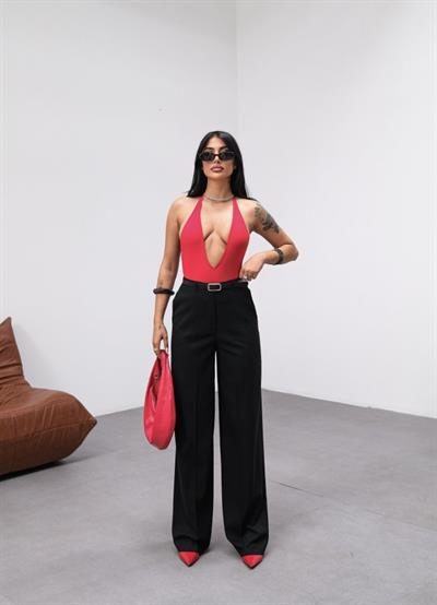 Poly Viscose Yüksek Bel Kemerli̇ Ve Dökümlü Palazzo Pantolon (Kemer Dahi̇l)