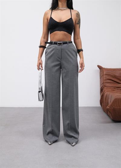 Poly Viscose Yüksek Bel Kemerli̇ Ve Dökümlü Palazzo Pantolon (Kemer Dahi̇l)