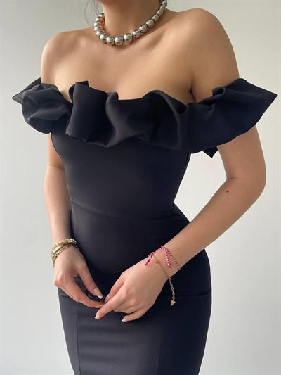 Popi Madonna Yaka Kalem Elbise