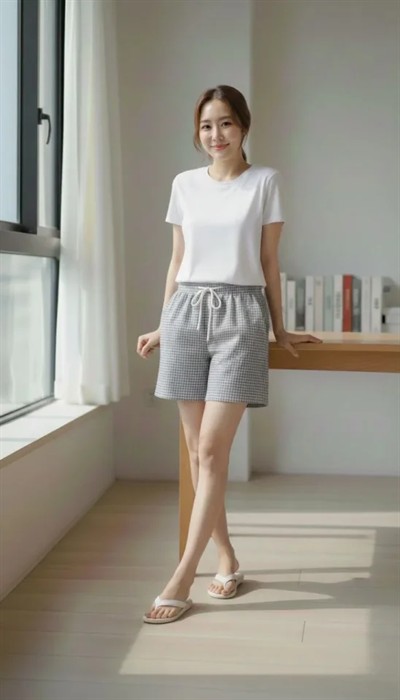 Pötikareli Şort – Beli Lastikli Bağcıklı, Cepli, Rahat Kesim Günlük Yazlık Şort - Füme