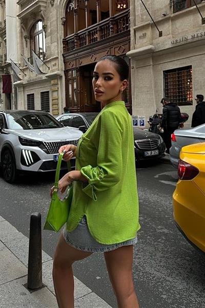 Poulina Flamlı Keten Gömlek 3257-08