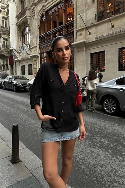 Poulina Flamlı Keten Gömlek 3257-08