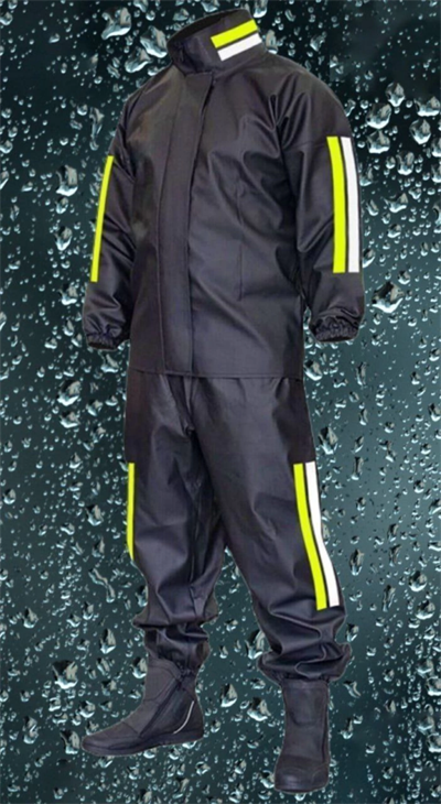 Premium Motorcu Kurye Yağmurluk Takım Su Geçirmez PVC Kumaş Reflektörlü TÜBİTAK Onaylı - Siyah