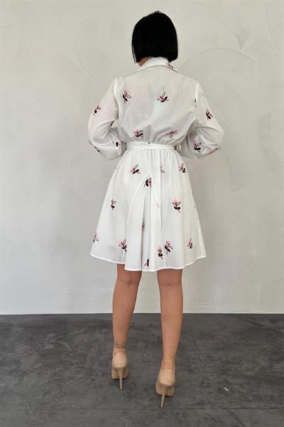 Pudra Brode Mendilli Elbise