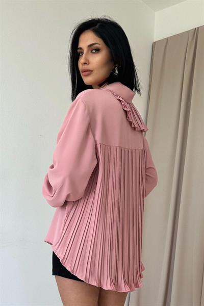 Pudra Pilise Detaylı Jesica Gömlek