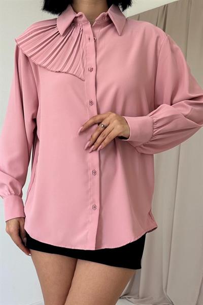 Pudra Pilise Detaylı Jesica Gömlek