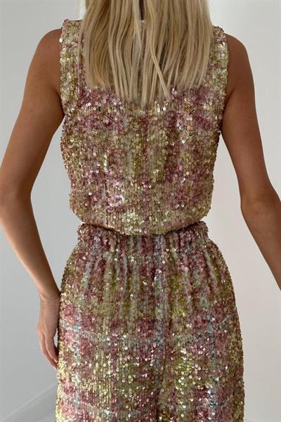 Pudra Pullu Yelek Ve Pantolon Takım