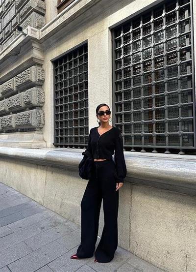 Püskül Detaylı Hırka Pantolon Triko Takım 9967