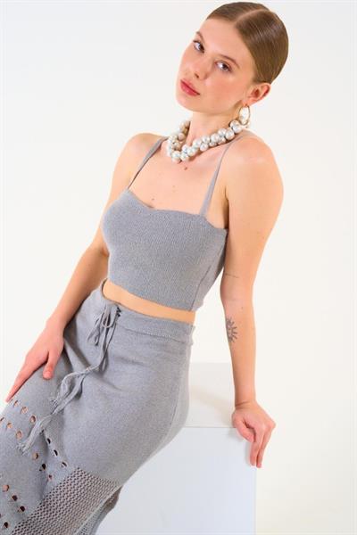 Püsküllü Etekli Takım - Gri