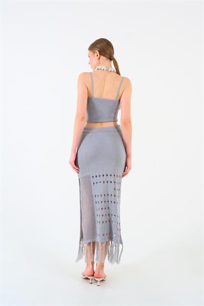 Püsküllü Etekli Takım - Gri