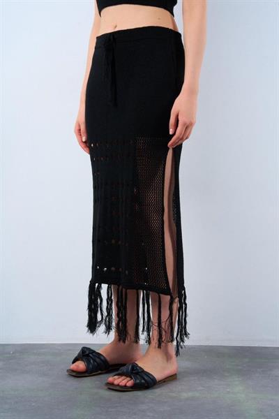 Püsküllü Etekli Takım - Siyah