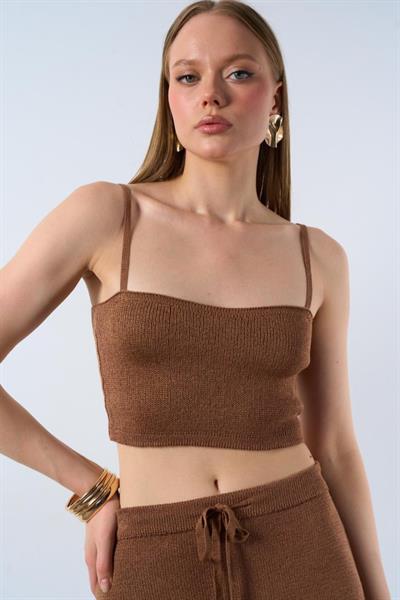 Püsküllü Etekli Takım - Süt Kahve