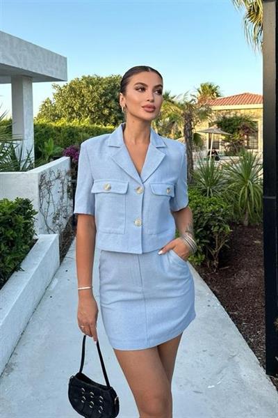 Rainbow Kısa Kol Ceket Takım 9833