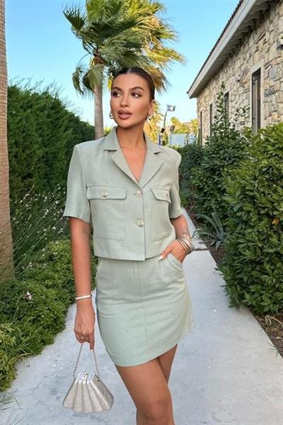 Rainbow Kısa Kol Ceket Takım 9833