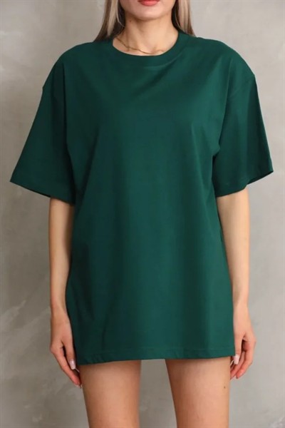 Regular Fit Tişört Bisiklet Yaka Yazlık Kısa Kol Basıc T-Shirt - Yeşil