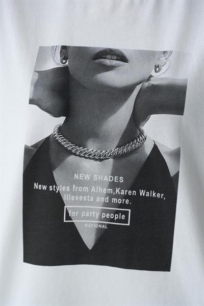 Resim Baskılı T-Shirt - Krem