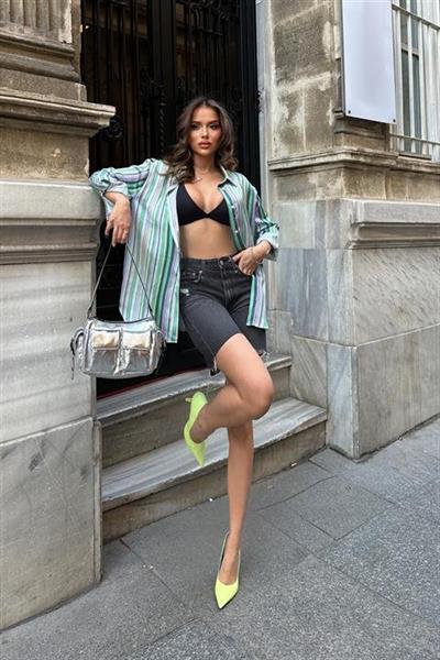 Ribera Çizgili Saten Gömlek 3398