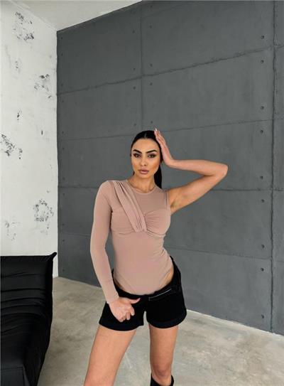 SANDY BODYSUİT TEK KOL - Bej