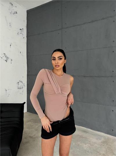 SANDY BODYSUİT TEK KOL - Bej