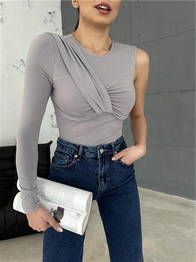 SANDY BODYSUİT TEK KOL - Gri