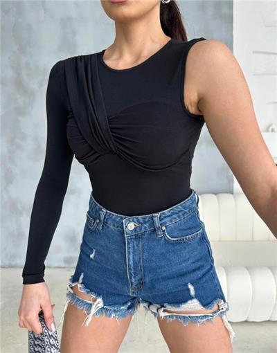 SANDY BODYSUİT TEK KOL - Siyah