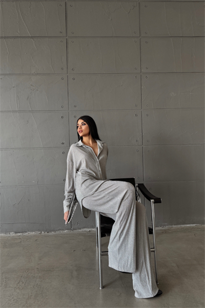 SİMLİ GÖMLEK - PANTOLON TAKIM - Gümüş