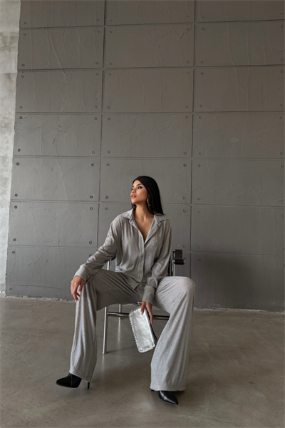 SİMLİ GÖMLEK - PANTOLON TAKIM - Gümüş