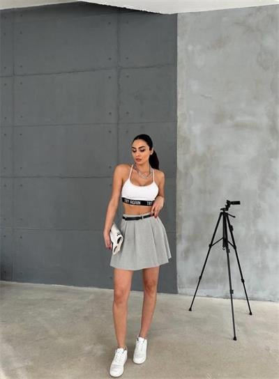 ŞORT ETEK - Gri