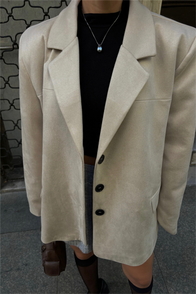 SÜET BLAZER CEKET 3 DÜĞME - Bej
