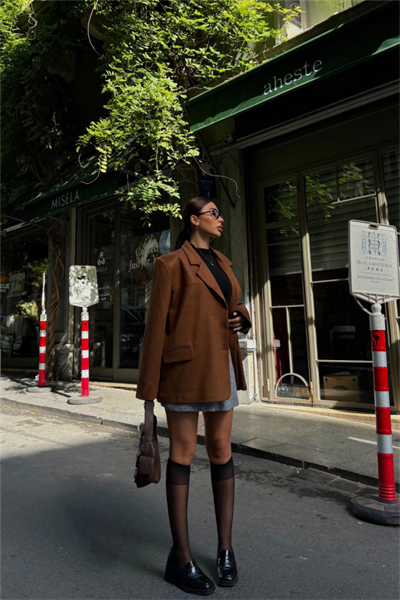 SÜET BLAZER CEKET 3 DÜĞME - Taba