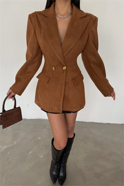 SÜET CEKET KUM SAATİ KALIP - Taba