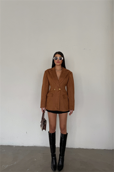 SÜET CEKET KUM SAATİ KALIP - Taba