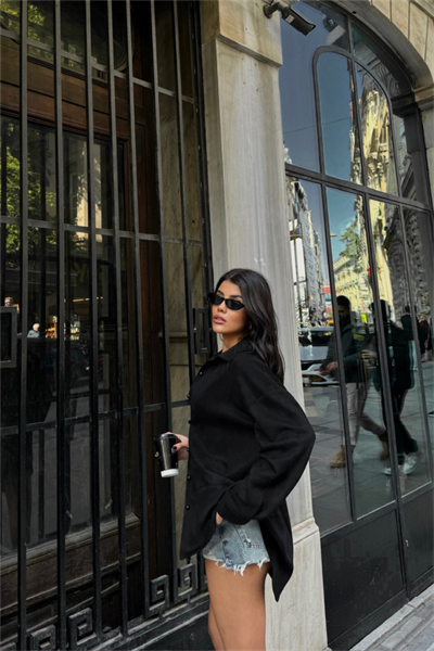 SÜET GÖMLEK - Siyah