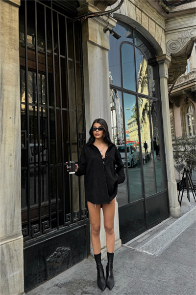 SÜET GÖMLEK - Siyah