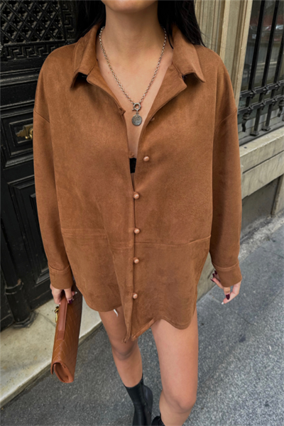 SÜET GÖMLEK - Taba